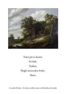 Cornelis Decker - En hytte mellem træer ved bredden af en bæk